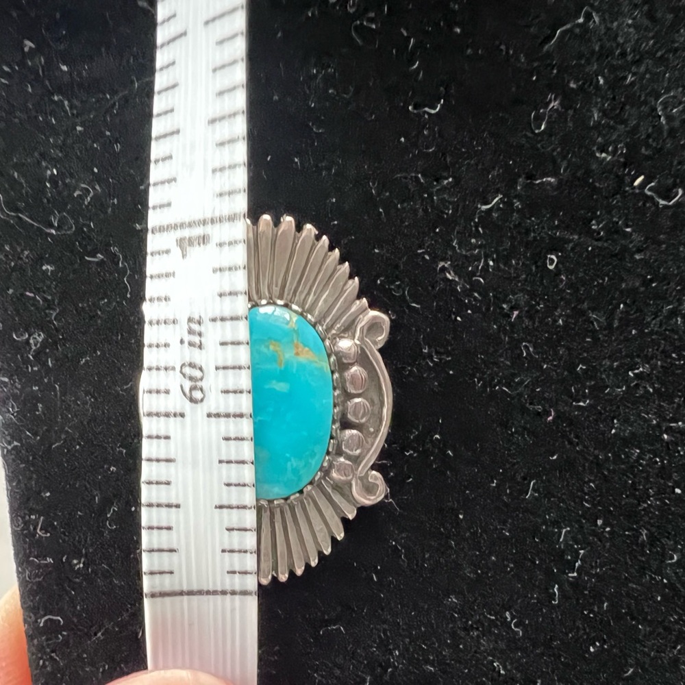 Sterling Silver Turquoise Post Earrings | Southwest Native Style | Signed - Picture 3 of 5